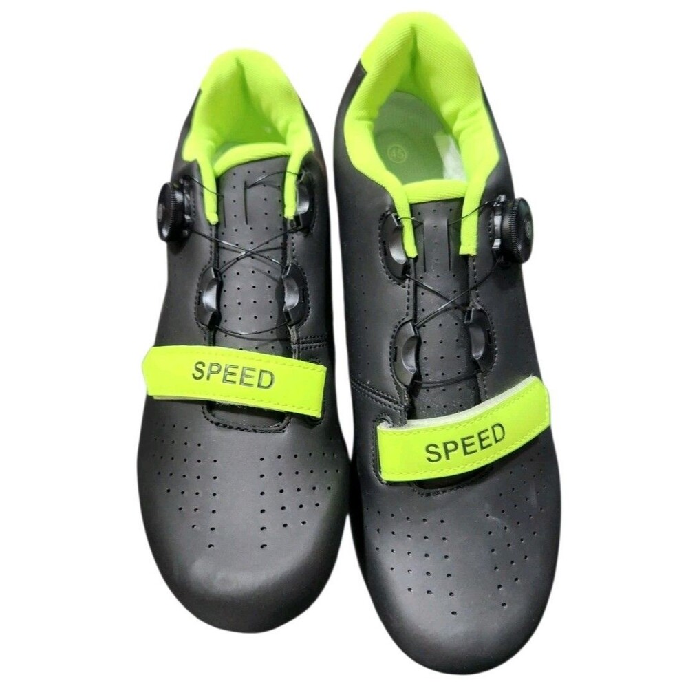 11.5 Mens Speed Microtex Unisex Cycling Bike Shoes Black Green Size 45 Eur